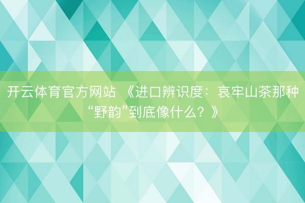 开云体育官方网站 《进口辨识度：哀牢山茶那种“野韵”到底像什么？》